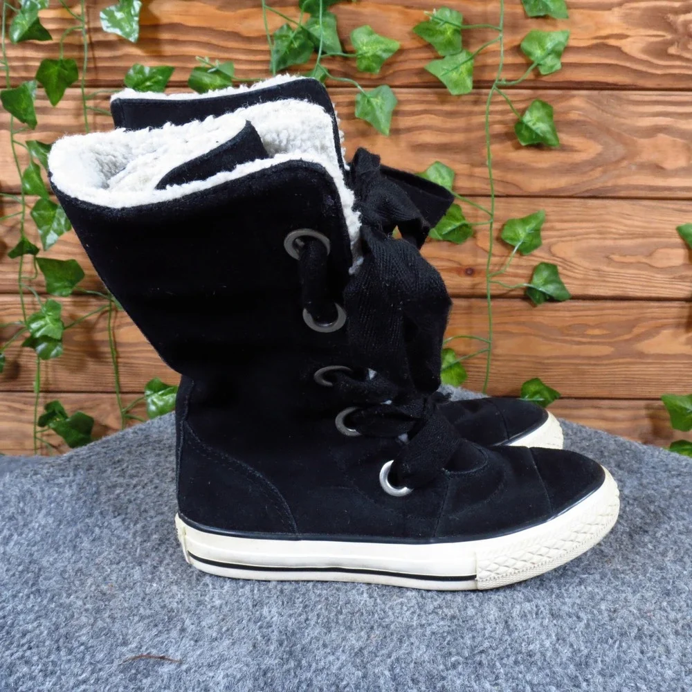 Converse Chuck Taylor Beverly Tall Junior Boots Size 11 Winter Black Suede